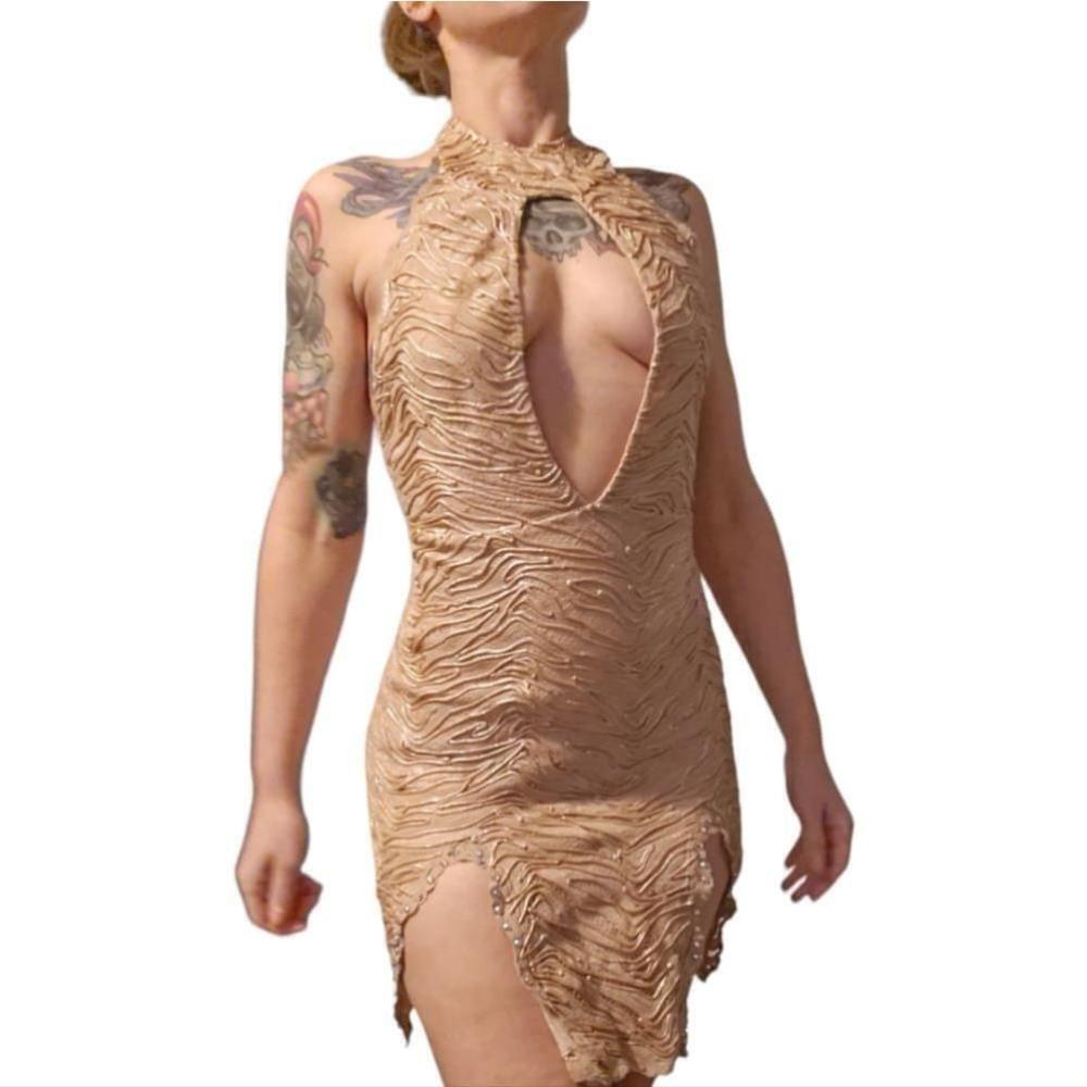 Elegant Tan Mini Dress